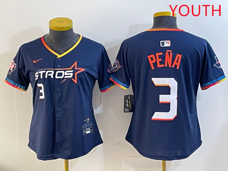 Youth Houston Astros #3 Pena Drak Blue Fourth generation Joint Name 2025 Nike MLB Jersey style 6